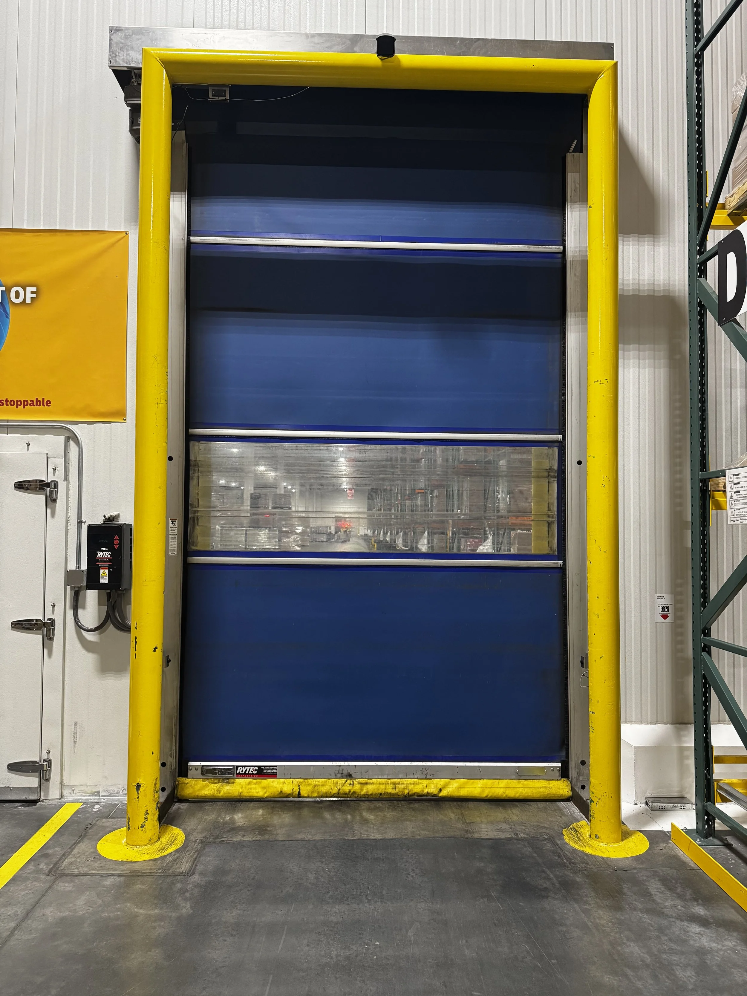 Commercial overhead door on warehouse